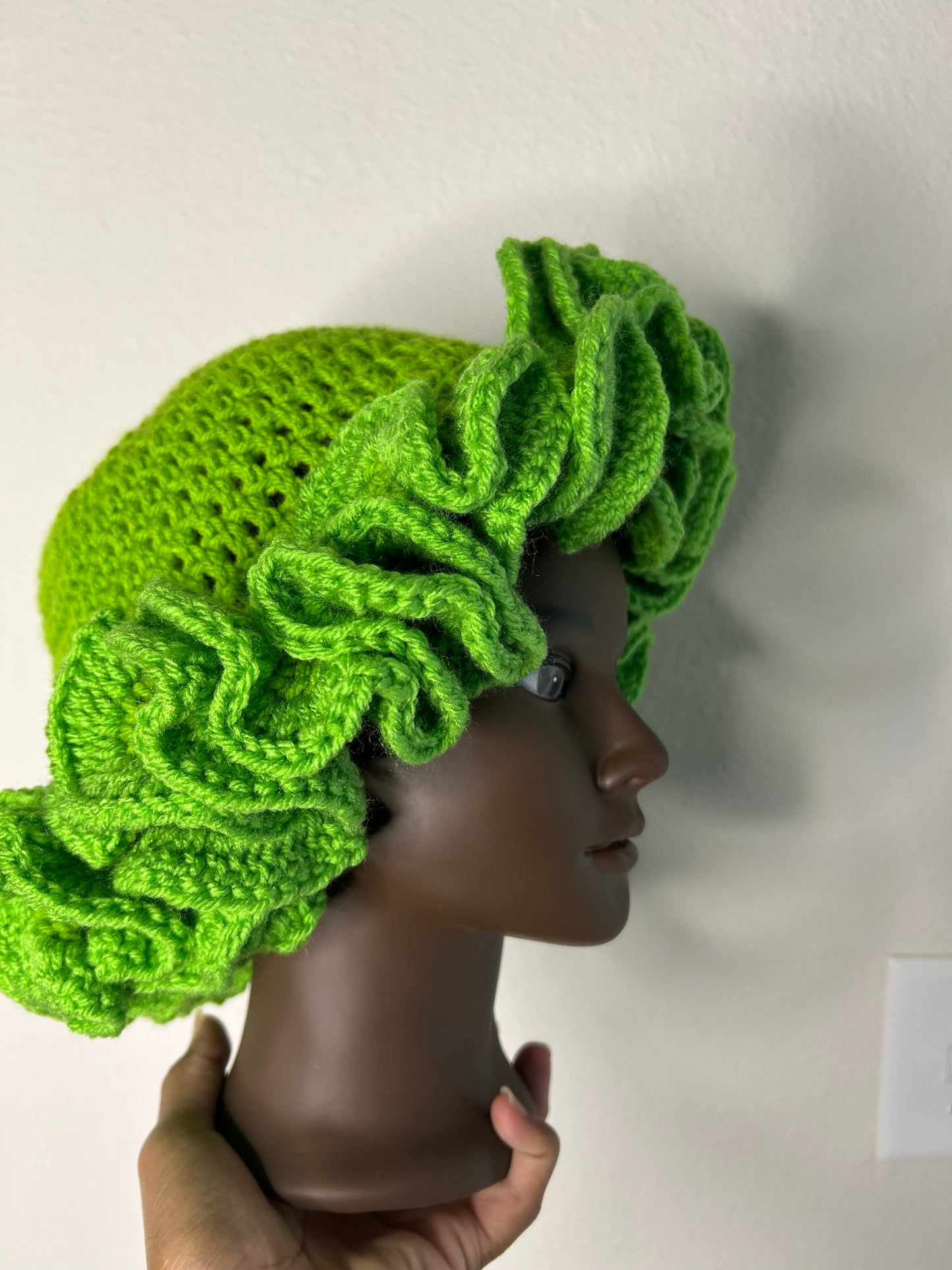 Green ruffle hat