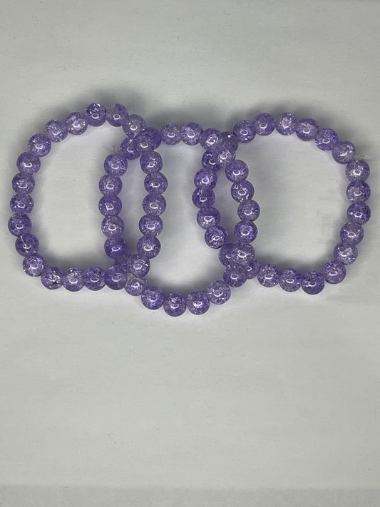 Lilac Crackle Glass Bead Bracelet