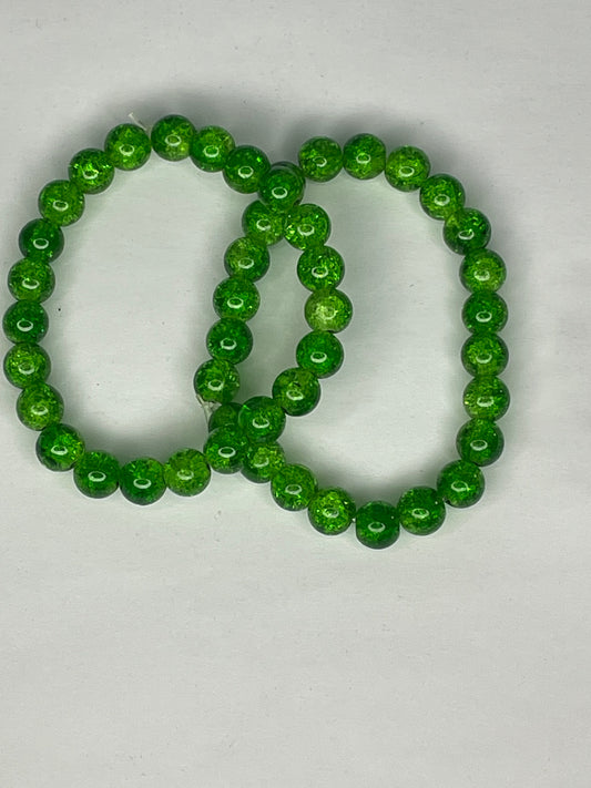 Apple Green Crackle Glass Bracelet