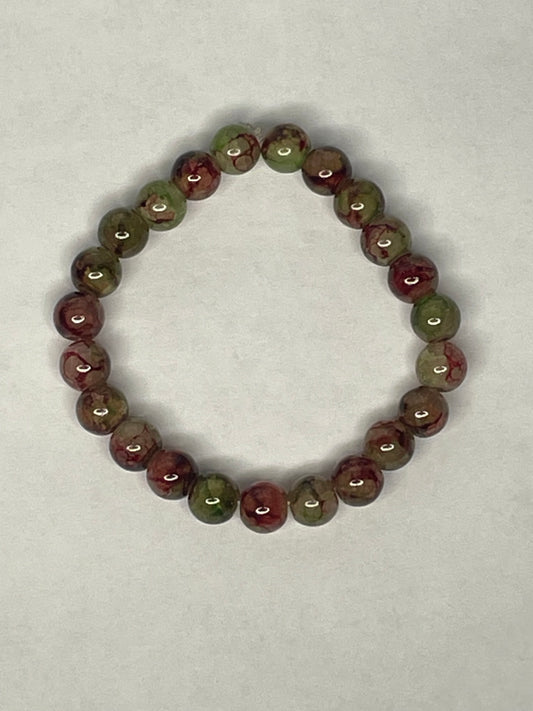 Green/Red Glass beads bracelet