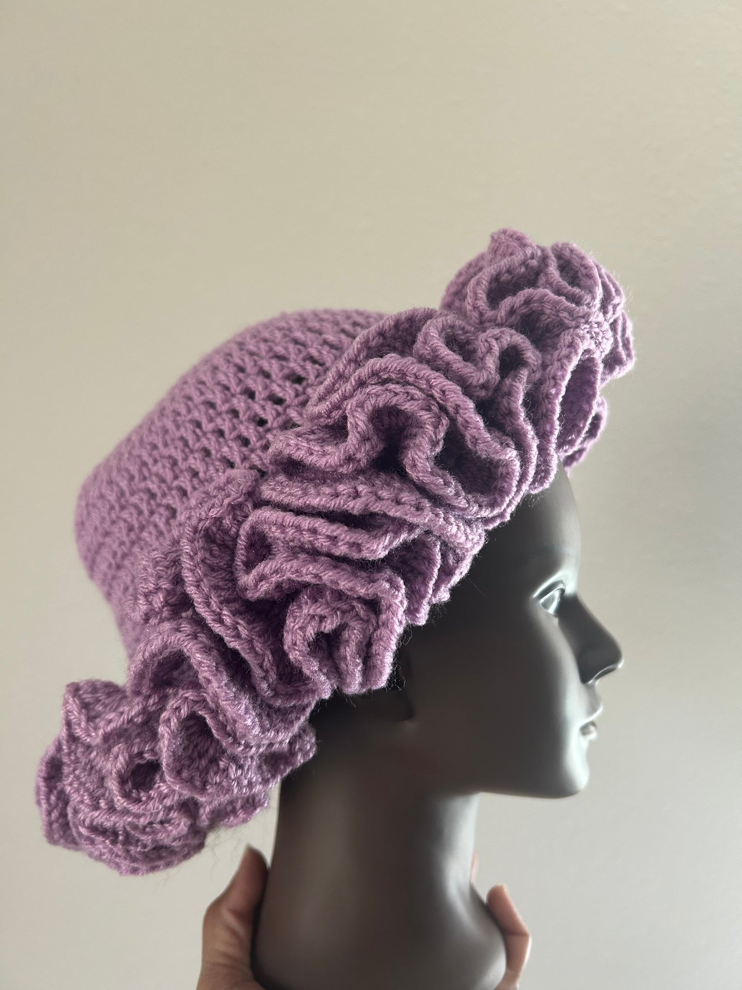 Purple ruffle hat