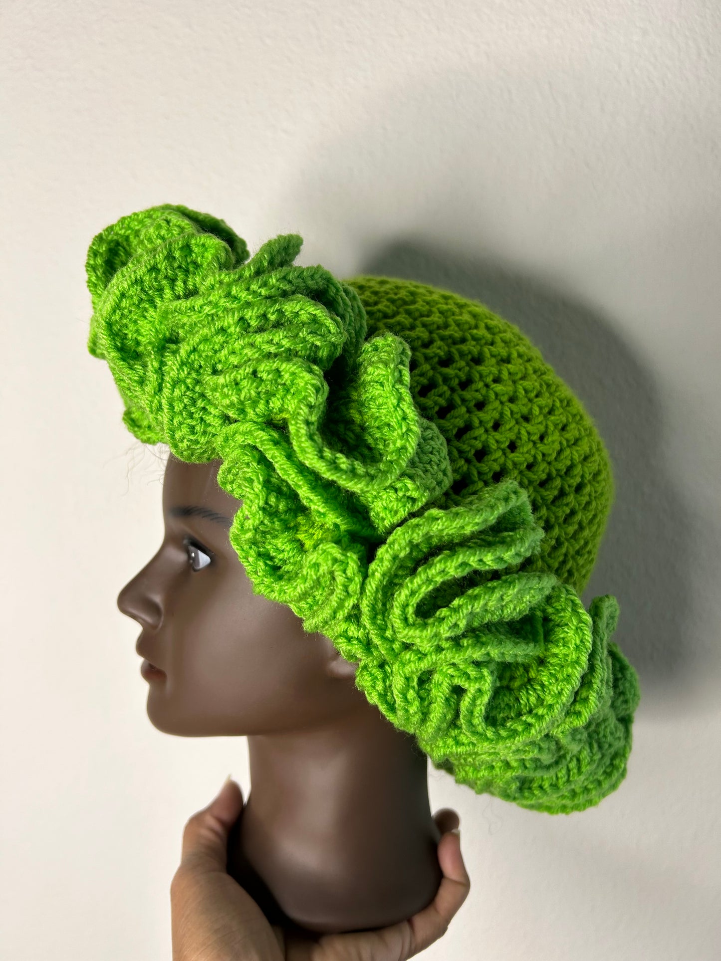 Green ruffle hat
