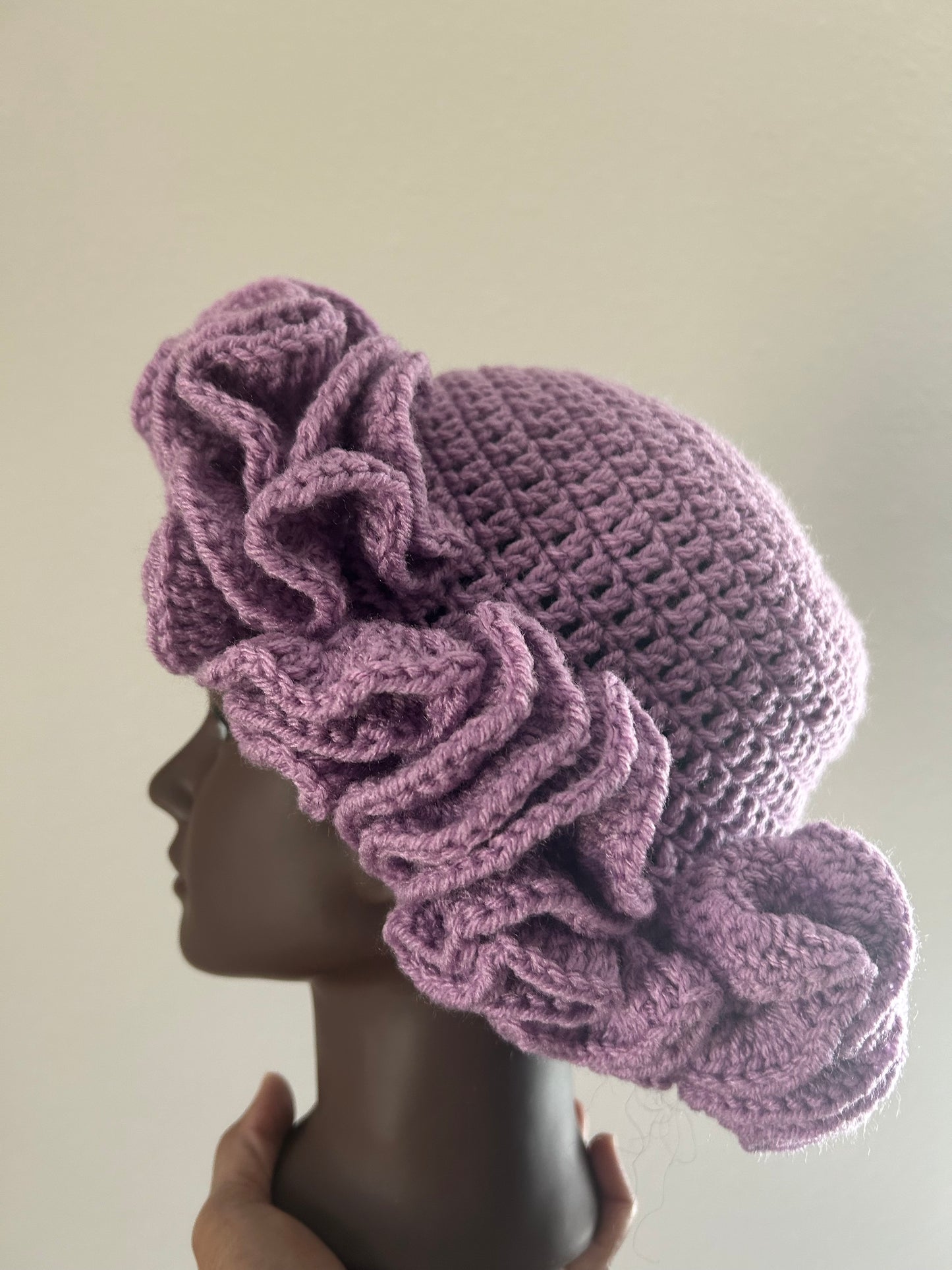 Purple ruffle hat