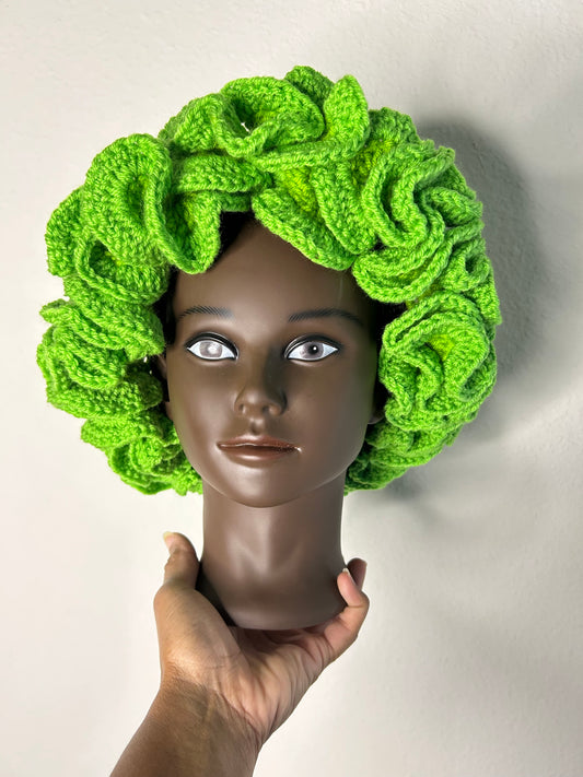 Green ruffle hat