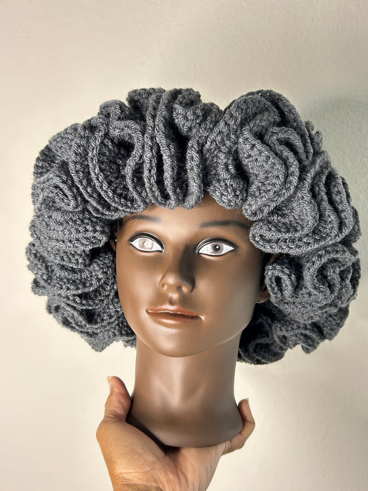 Gray ruffle hat