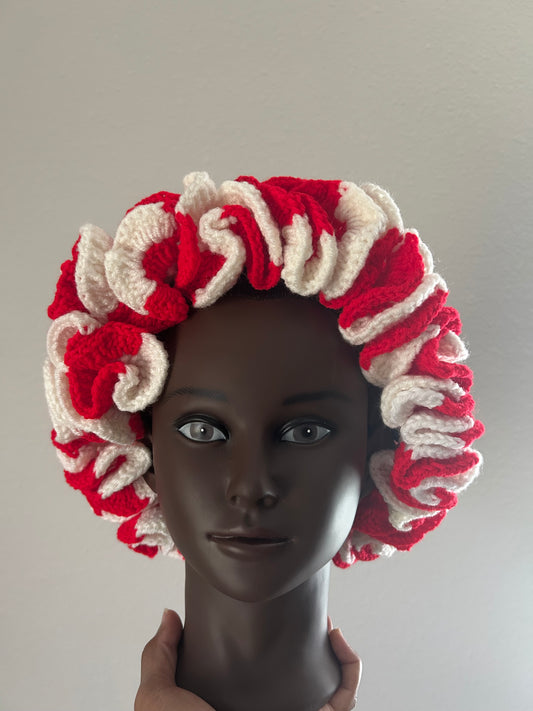 Red white & blue ruffle hat