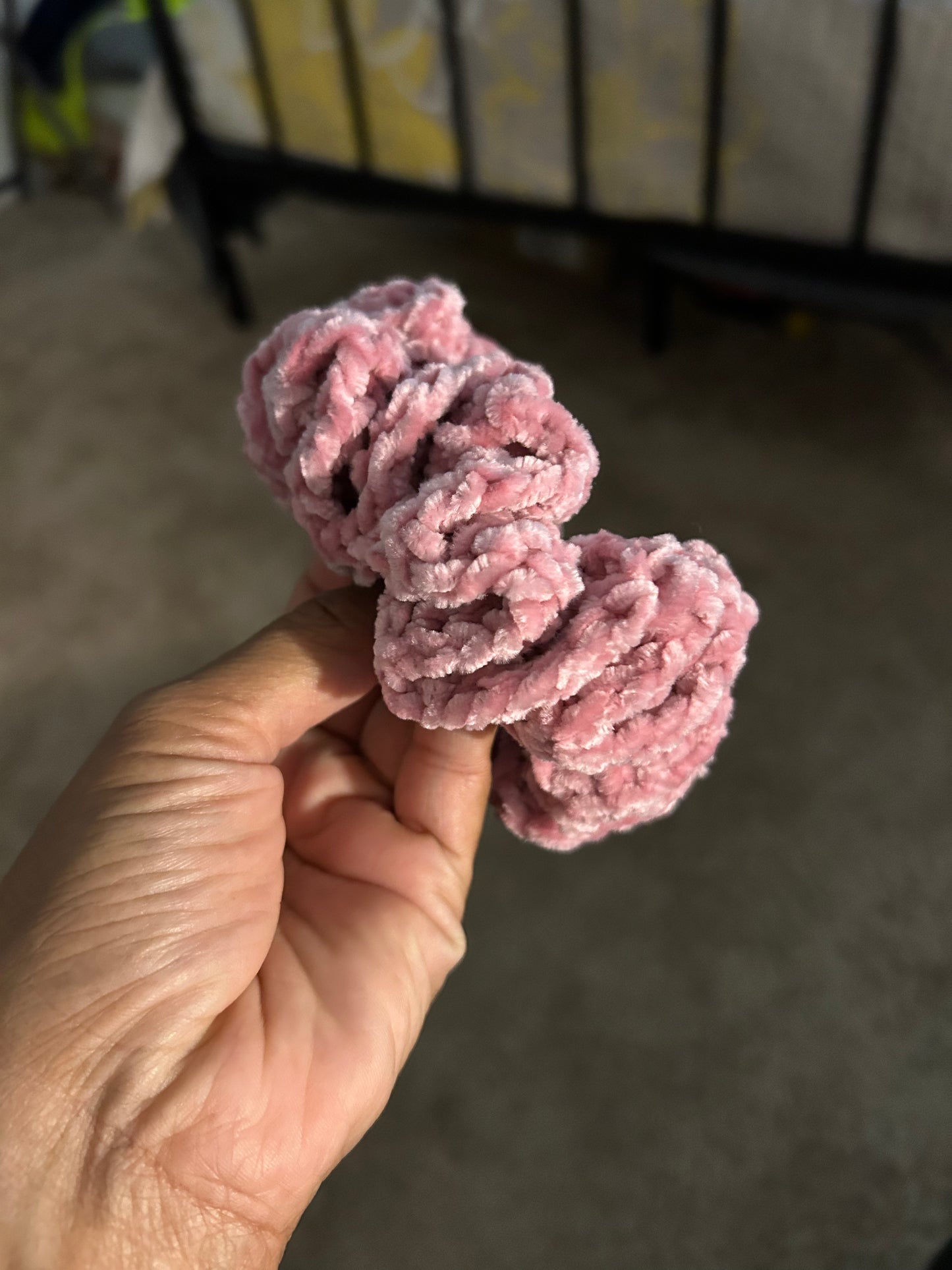 Pink velvet scrunchie