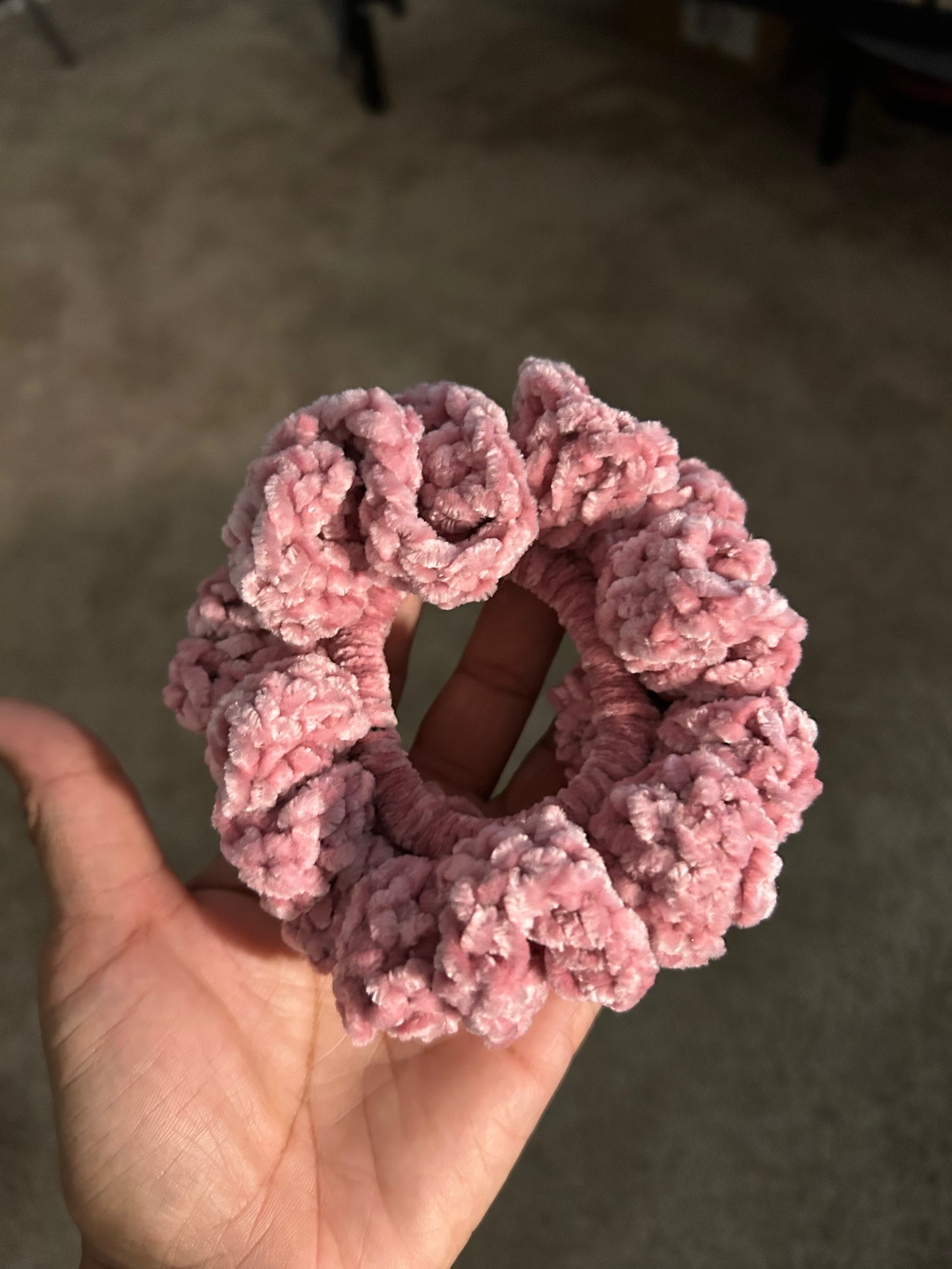 Pink velvet scrunchie