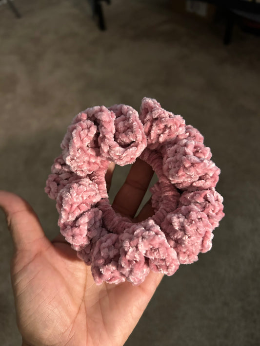 Pink velvet scrunchie