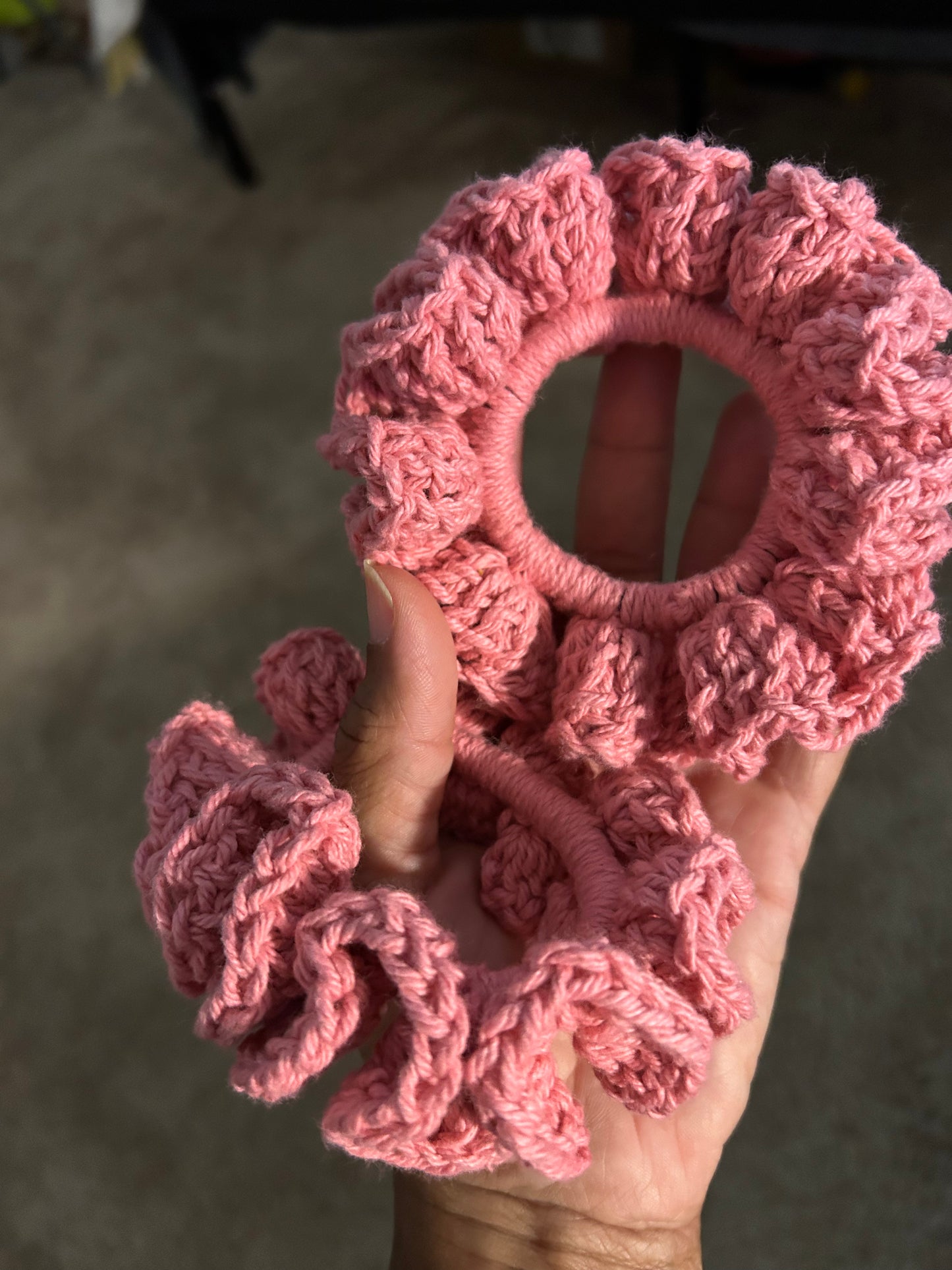 Pink cotton scrunchie