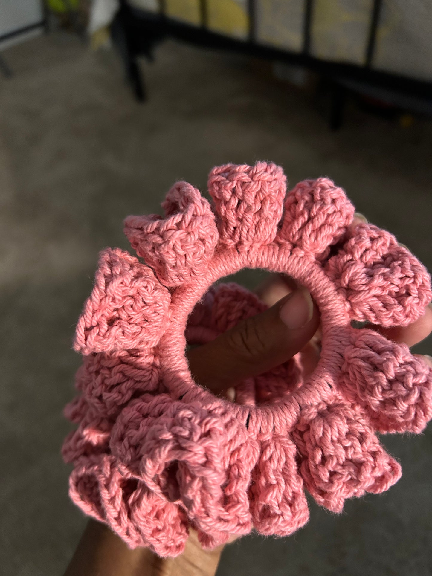 Pink cotton scrunchie
