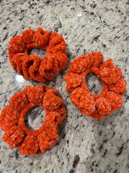 Salmon velvet scrunchie