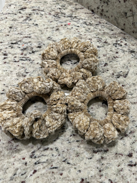 Cream velvet scrunchie
