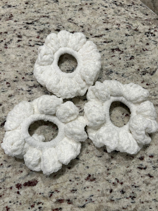 White velvet scrunchie